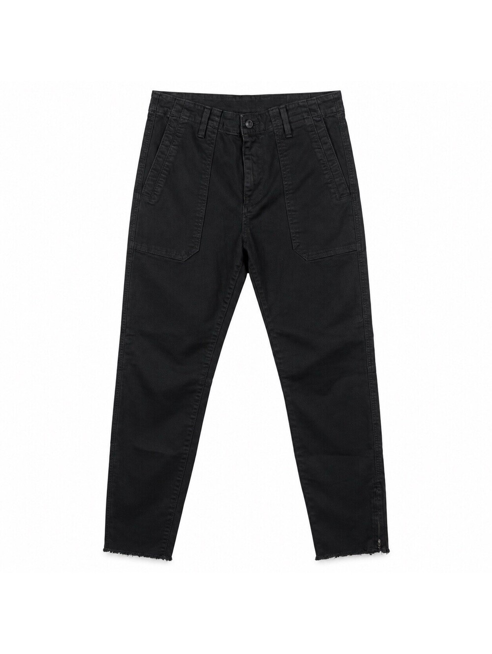 Vince Pants Women 28 Black Skinny Military Utility Ankle Zip Raw Hem Stretch USA